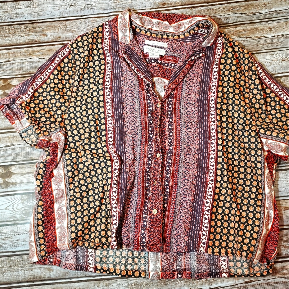 Rachel Zoe Linen Button Down Crop Top XL EUC